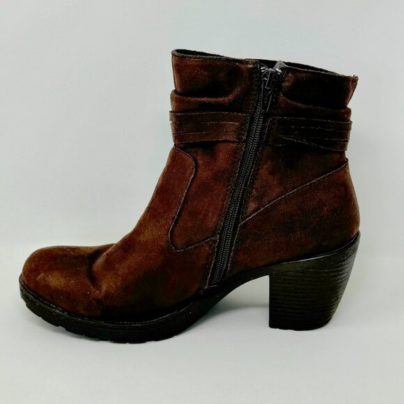 BOC Womens Brown Vegan Leather Tassel Accent Side Zip Heeled Booties Size 8.5 - Picture 2 of 15